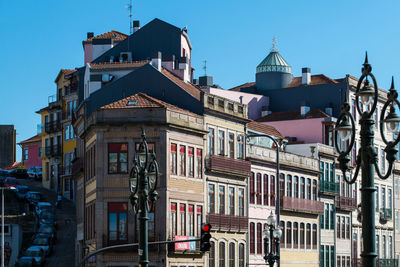 Low angle view of buildings in city