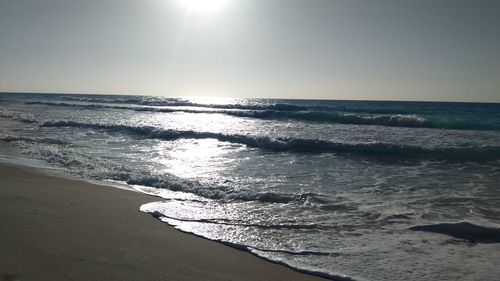 Scenic view of sea against clear sky