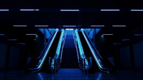 Low angle view of escalator at subway station