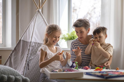 Mother and daughter at home