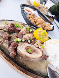 Close-up of food in plate on table