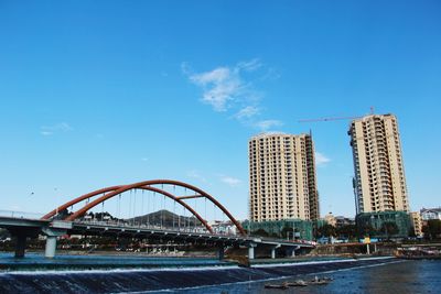 View of bridge against blue sky