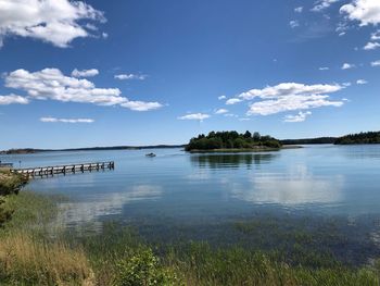 Scenic view of lake against sky