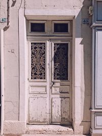 Closed door of old building