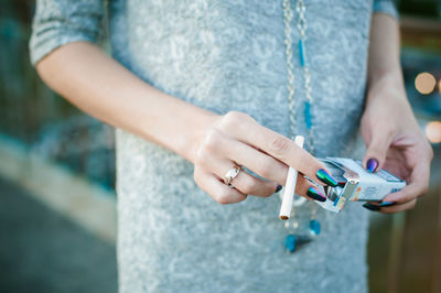 Close-up of woman hand