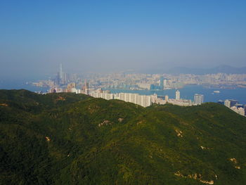 View of city against blue sky