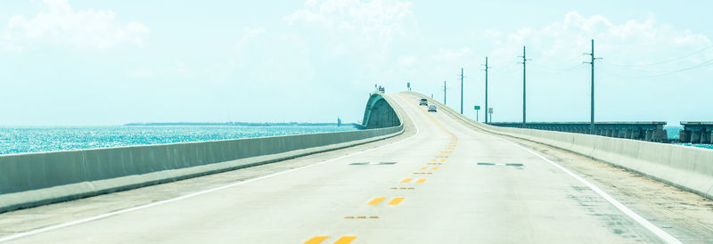 Road by sea against sky in city