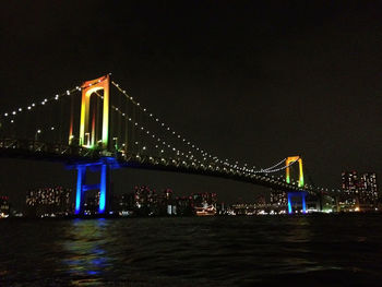 Bridge over river at night