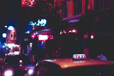 Close-up of illuminated city at night