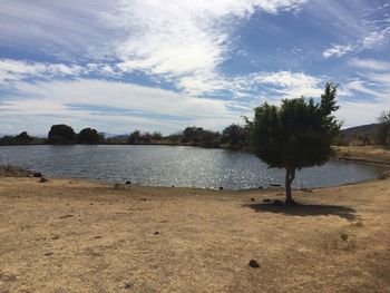 Scenic view of lake against sky