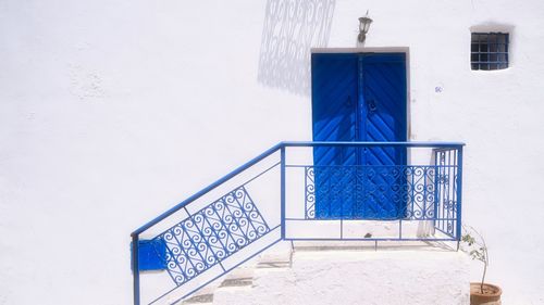 Beautiful blue and white architecture in the town of sidi bou said in tunisia, africa