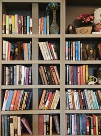 Full frame shot of books in shelf