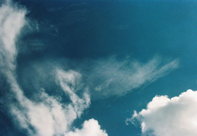 Low angle view of clouds in blue sky