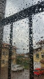 Close-up of water drops on glass