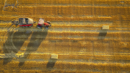 High angle view of yellow wheel
