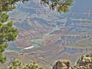 High angle view of valley and mountains