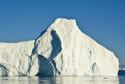 Scenic view of snowcapped mountain against clear sky