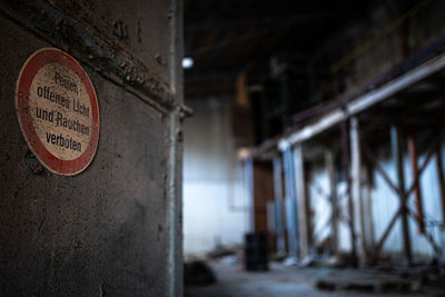 Close-up of abandoned building