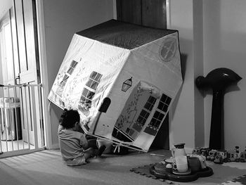 Woman working on table