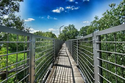 Footbridge along trees