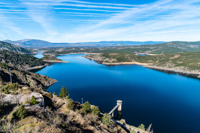 High angle view of lake against sky