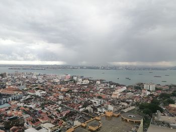 High angle view of townscape against sky