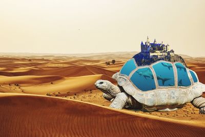 Scenic view of desert against clear sky