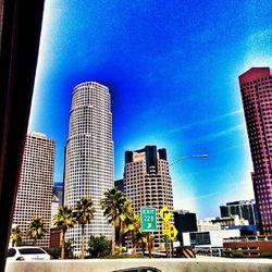 Modern buildings against blue sky