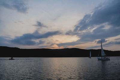 Scenic view of sea against sky at sunset