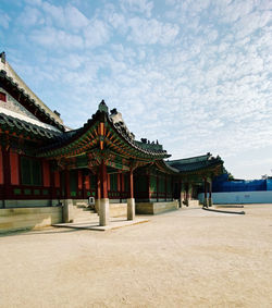 View of temple building against sky