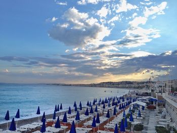 Scenic view of sea against cloudy sky