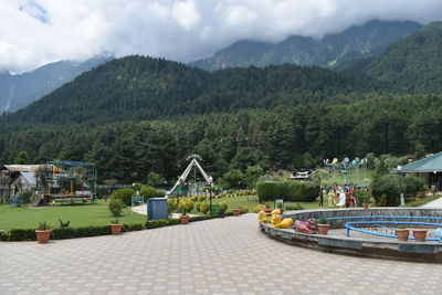 View of buildings against cloudy sky