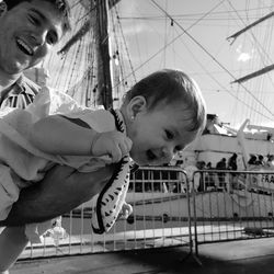 Boy looking at market stall