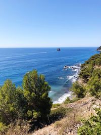 Scenic view of sea against clear sky