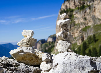 Stack of rocks against sky