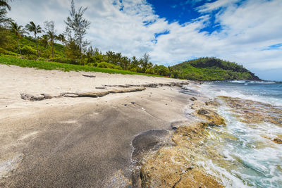 Scenic view of beach against sky