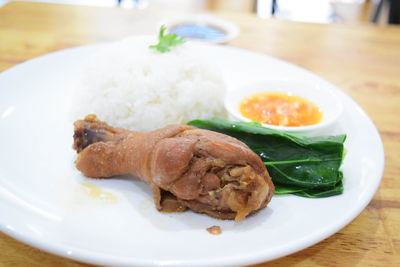 Close-up of meal served in plate