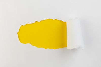 High angle view of yellow against white background