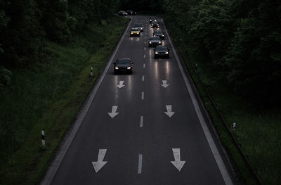 High angle view of cars on road