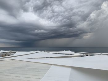 Scenic view of sea against cloudy sky