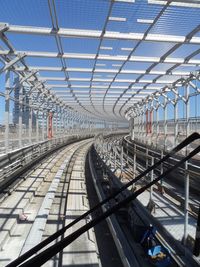 Railroad station platform in greenhouse