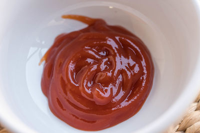 High angle view of dessert in bowl