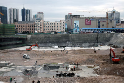 View of construction site in city