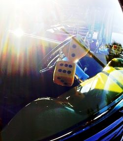 Sun shining through train