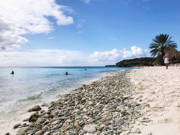 Scenic view of beach against sky