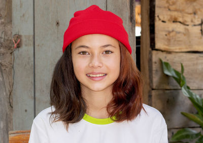 Close-up shot of beautiful white asian woman, idol, model, teen and looking at camera.