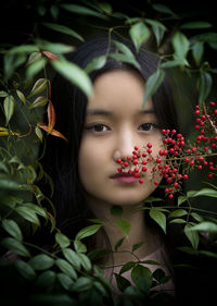 Portrait of young woman with eyes closed