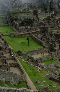 High angle view of old ruins