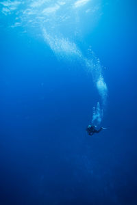 Person scuba diving in sea