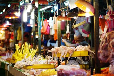 Various vegetables for sale at market stall